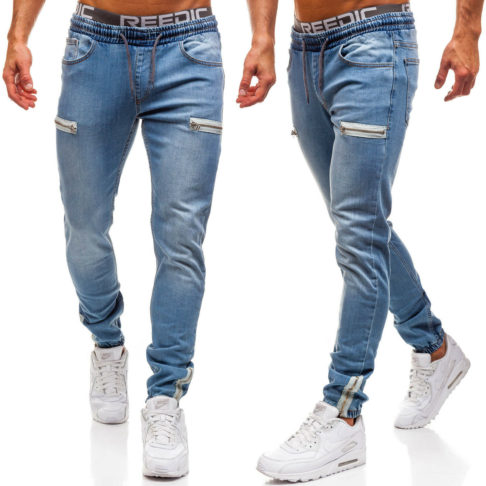 Skinny Jeans Ripped - Jeans da uomo casual con coulisse