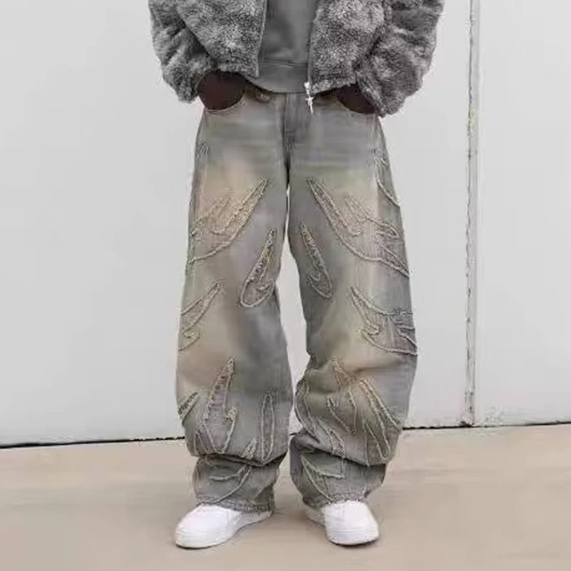 Men'S Fashion With Baggy Jeans - Pantaloni a gamba larga a vita