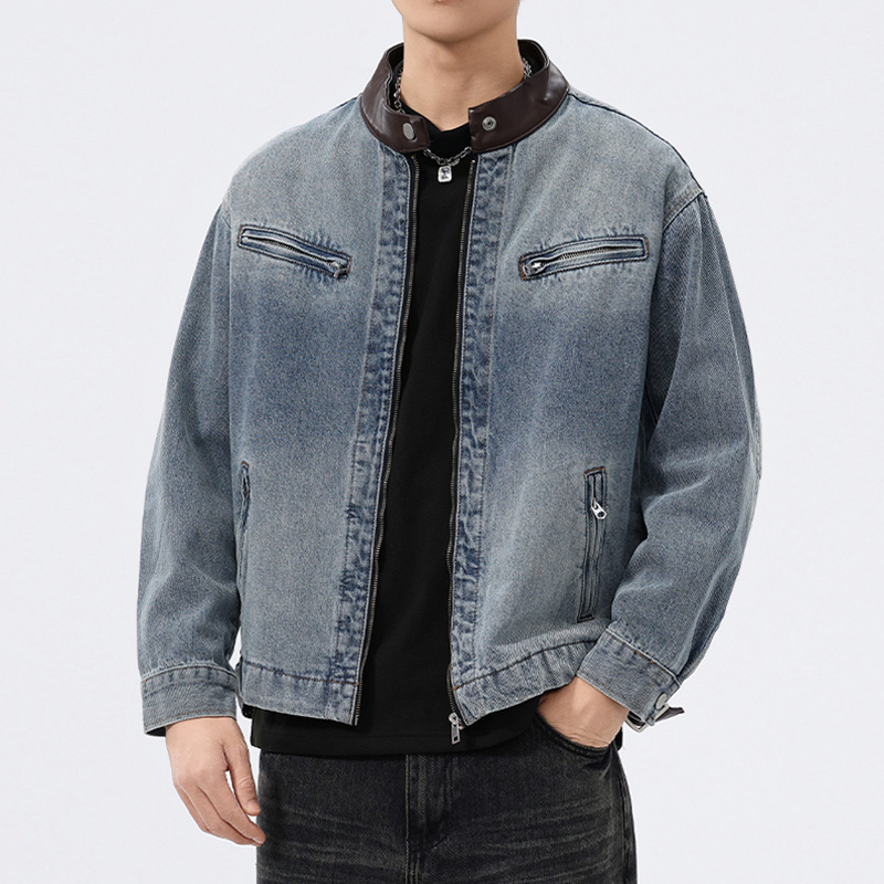 Men'S Fashion Leather Jacket - Giacca in denim da uomo con