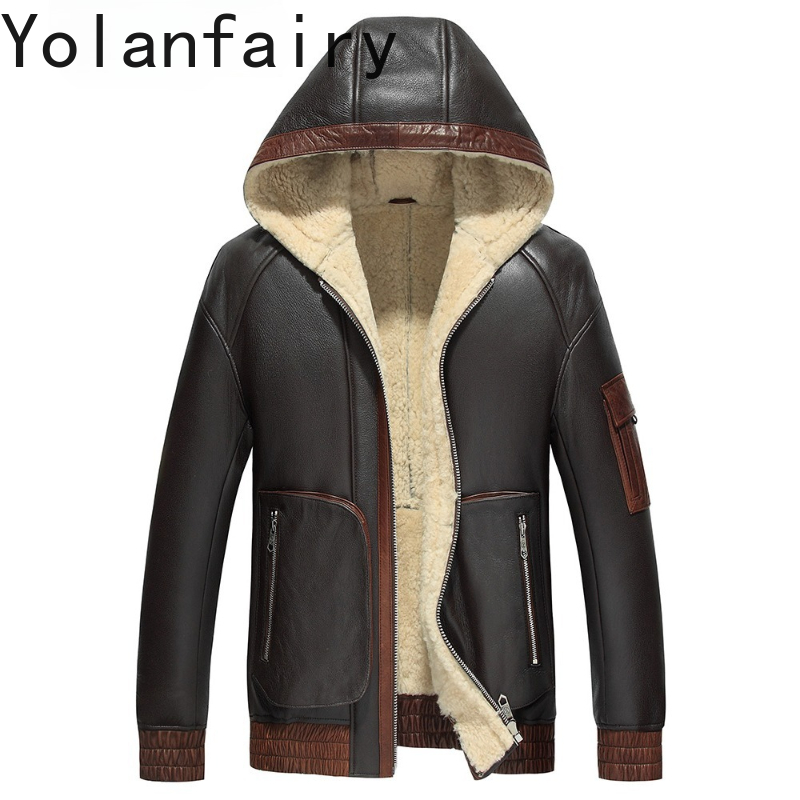 Men'S Fashion Leather Jacket - YOLANFAIRY Cappotto di pelliccia di lana