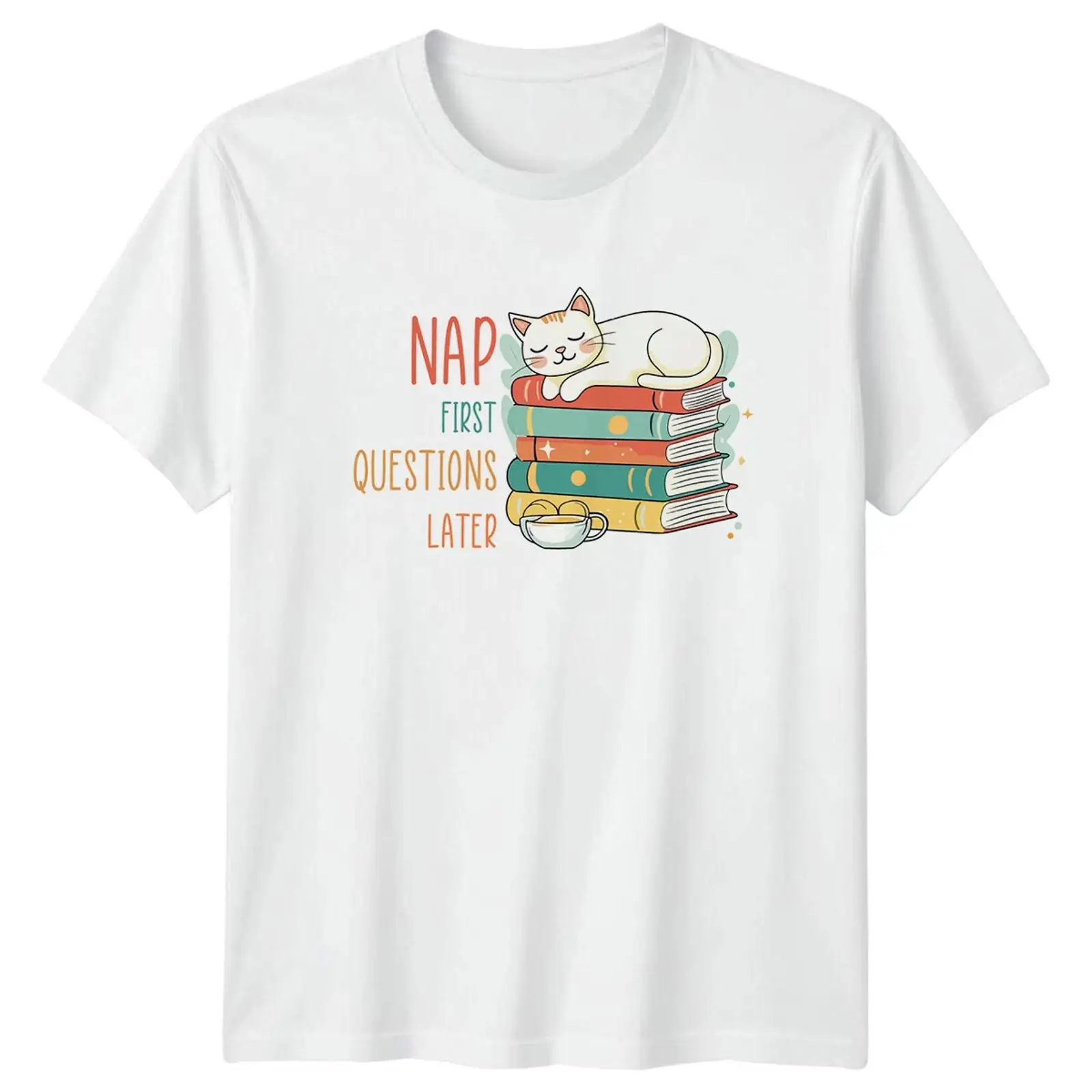 Men'S Fashion Questions - Nap First Questions Later Katzen T-shirt