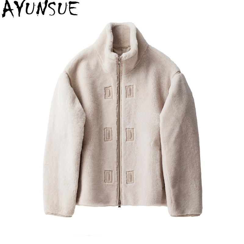 Men'S Fashion Zipper Jacket - AYUNSUE Giacca in montone di pecora
