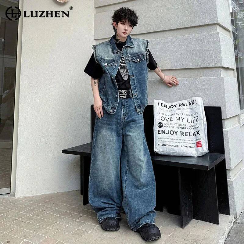 Men'S Fashion For Summer 2026 - LUZHEN 2026 Completo Estivo in Denim