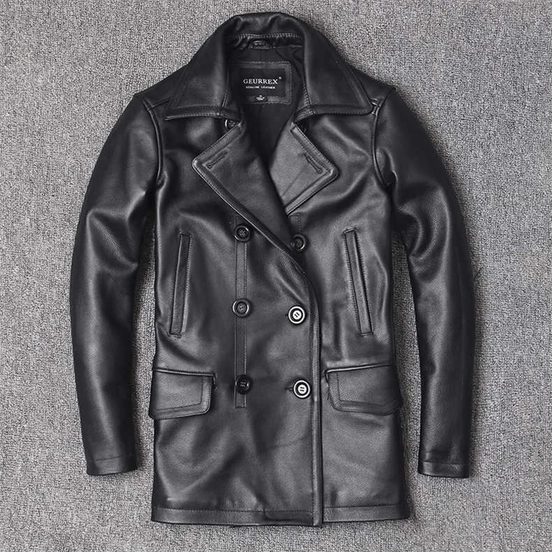 Men'S Fashion Leather Jacket - Giacca in vera pelle Giacca da