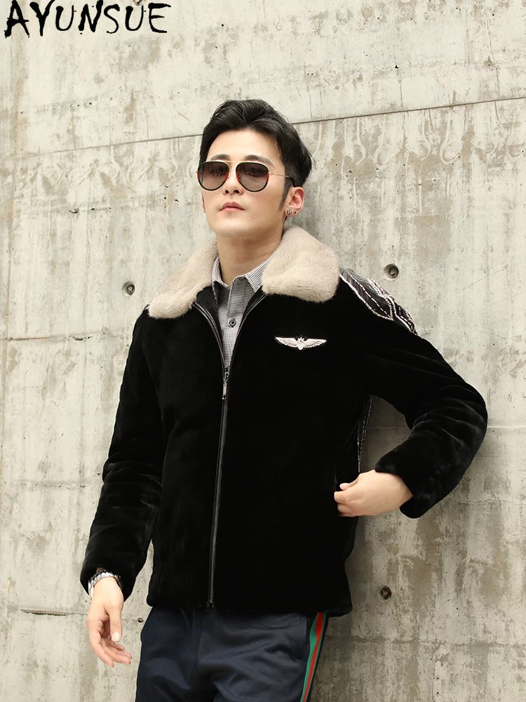 Men'S Fashion Zipper Jacket - Cappotto in Visone Naturale AYUSNUE per