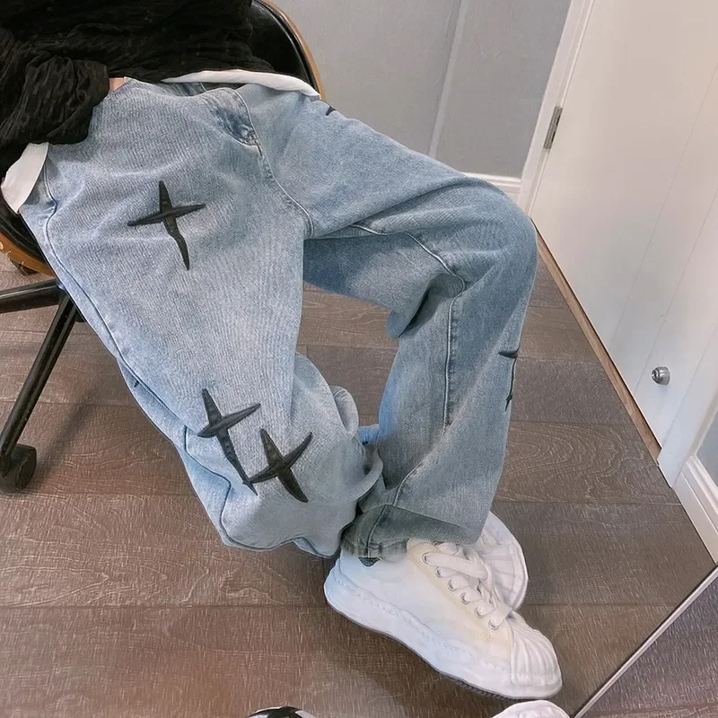 Men'S Fashion With Baggy Jeans - Jeans uomo gamba larga pantaloni Cargo