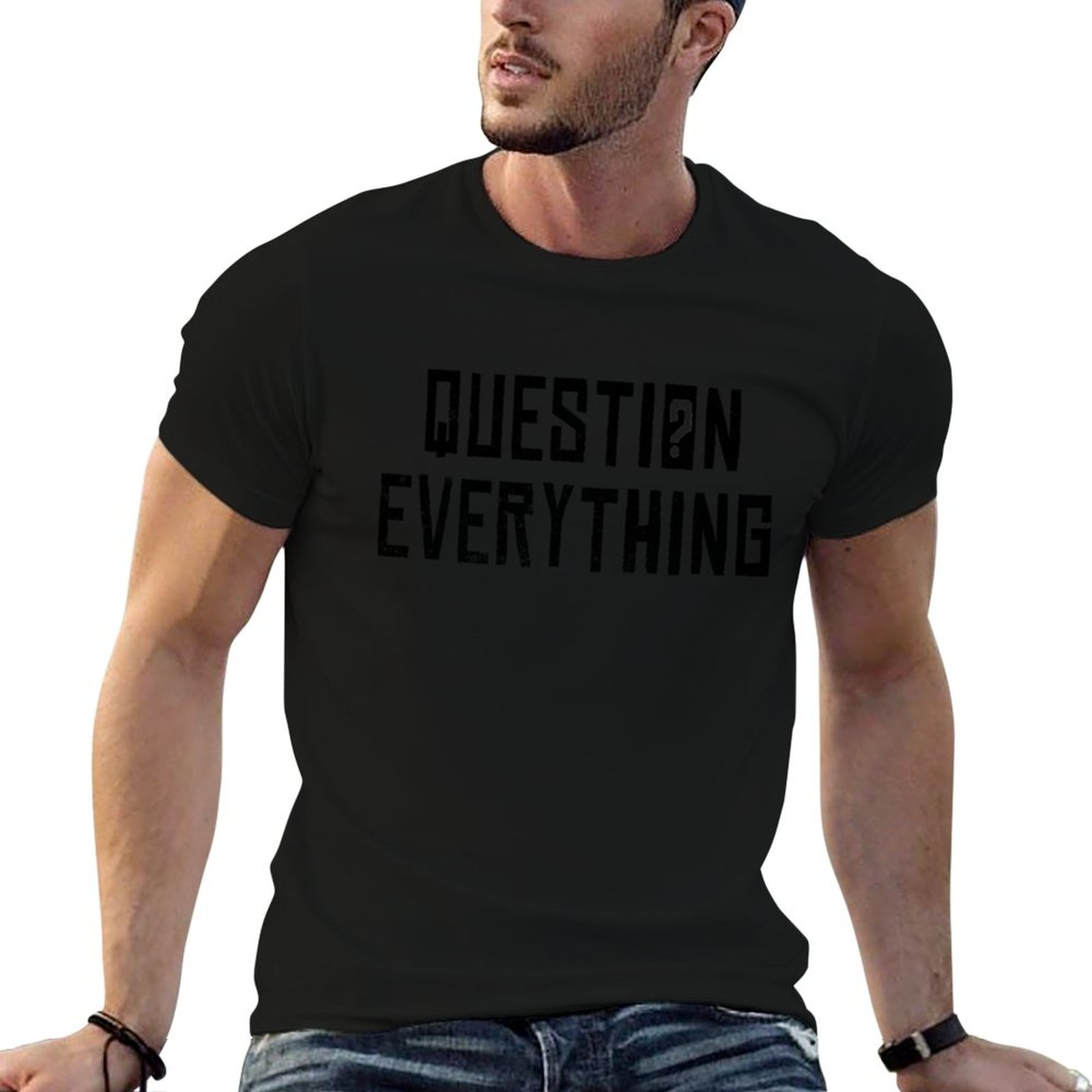 Men'S Fashion Questions - T-shirt con stampa 'Questiona tutto, fai