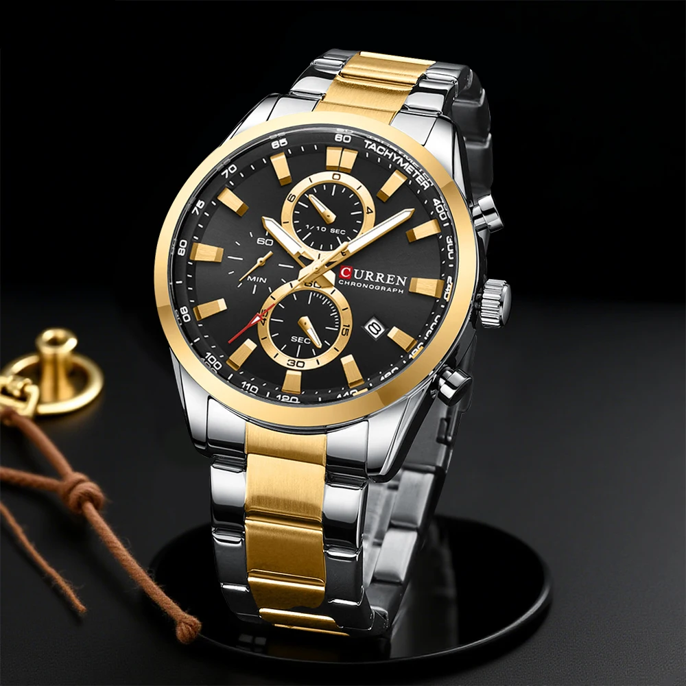 Mens Fashion Watch - CURREN Casual Quarzo Crono Orologi sportivi