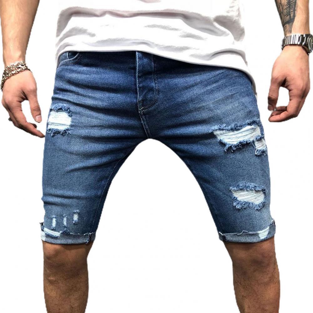 Skinny Jeans Ripped - Jeans corti da uomo pantaloncini attillati