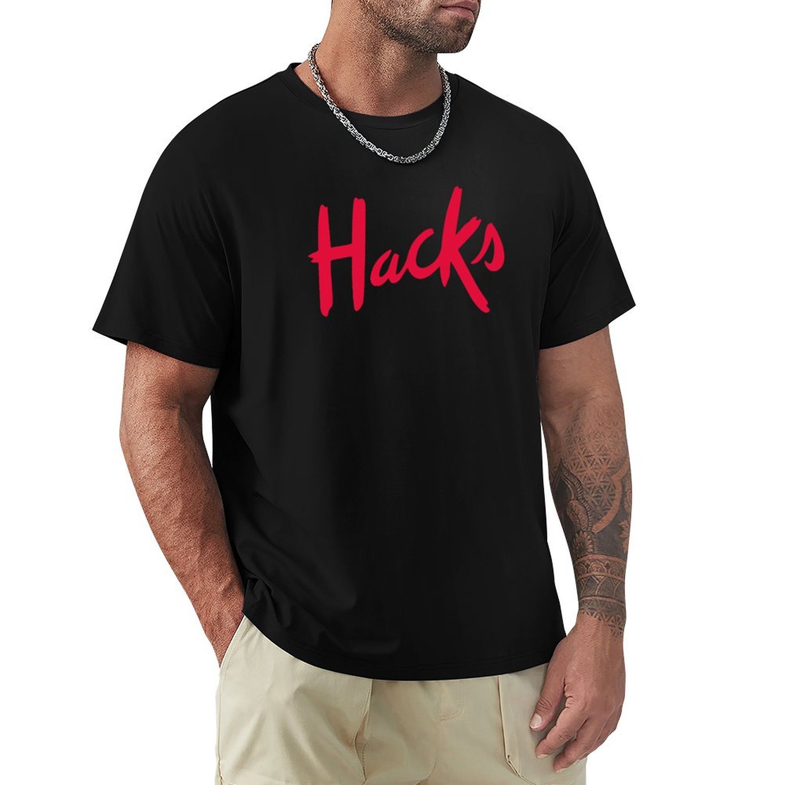 Mens Fashion Hacks - T-shirt con logo Hacks, maglietta casual