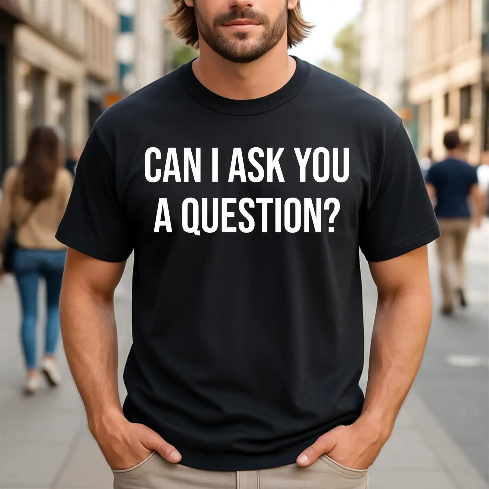 Men'S Fashion Questions - Maglietta con scritta divertente 'Posso chiederti