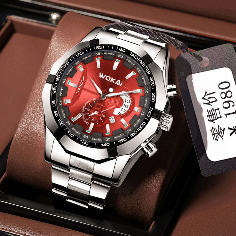 Men'S Fashion Quartz Watch Wokai - WOKAI Orologio da uomo Rosso Orologi