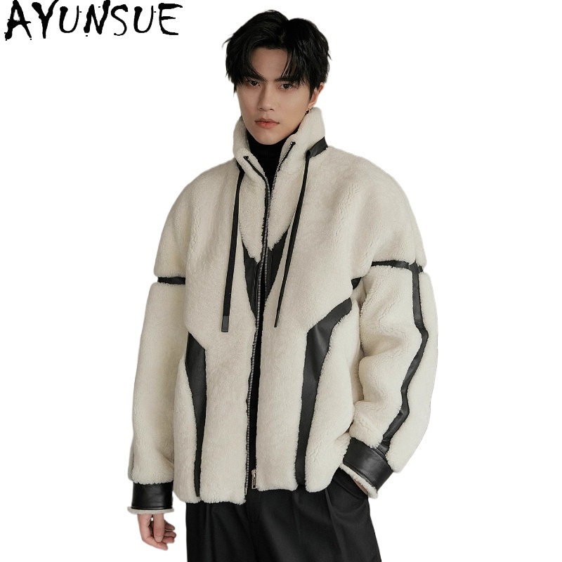 Men'S Fashion Zipper Jacket - AYUNSUE Cappotto di pelliccia naturale di