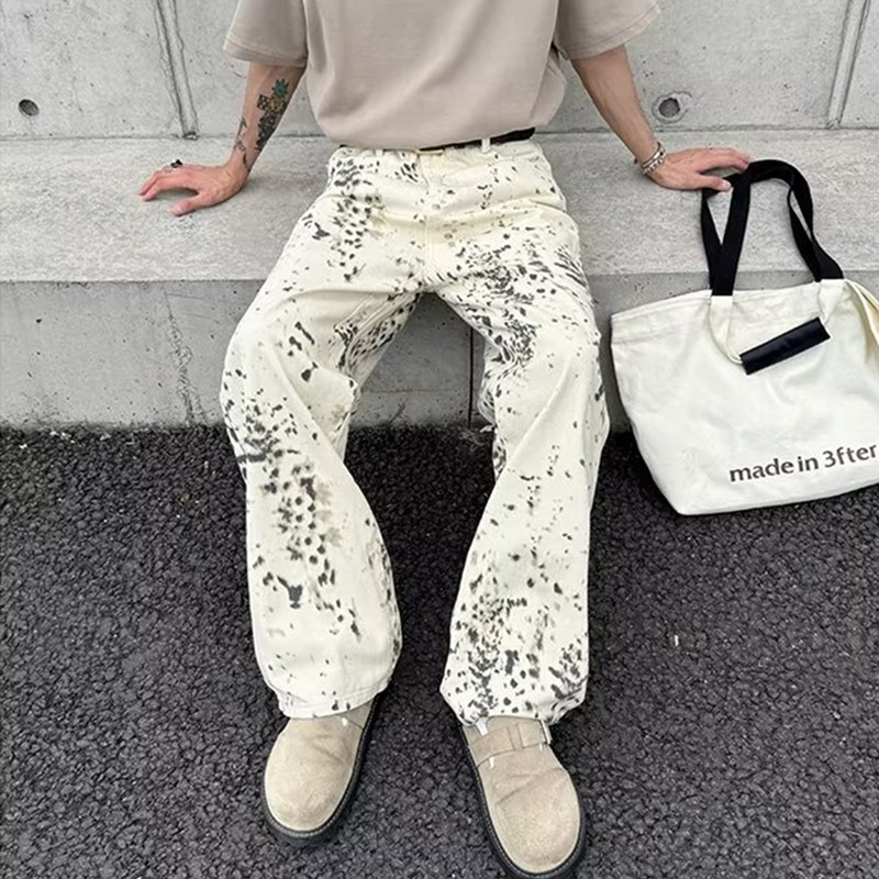 Men'S Fashion With Baggy Jeans - 2000S vestiti Y2K moda leopardo bianco