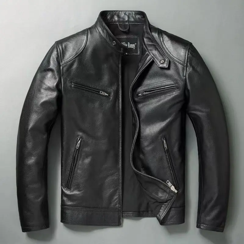 Men'S Fashion Leather Jacket - Giacca in vera pelle da uomo