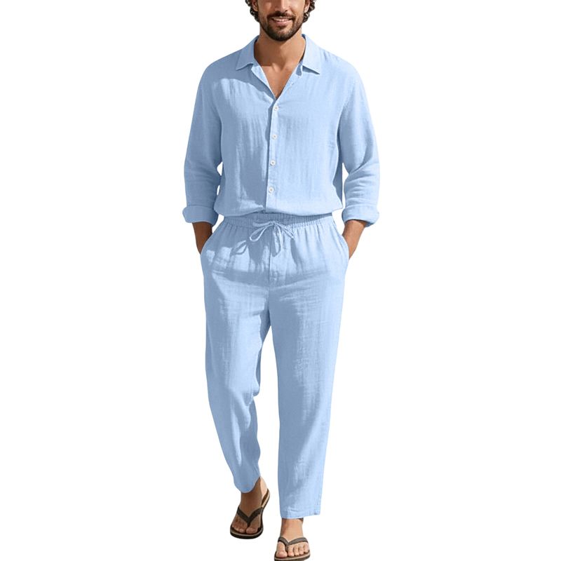 Men'S Fashion Loose Pants - Completi Casual in Lino Primavera Estate: