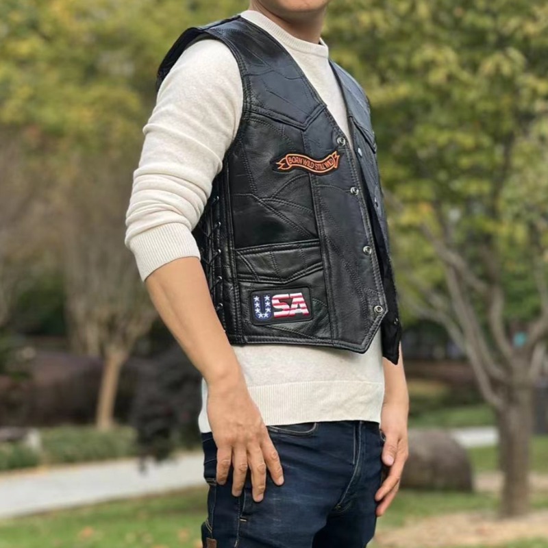 NUOVO Gilet da Moto per Uomo,  - Men'S Fashion Leather Jacket recensione e prezzo