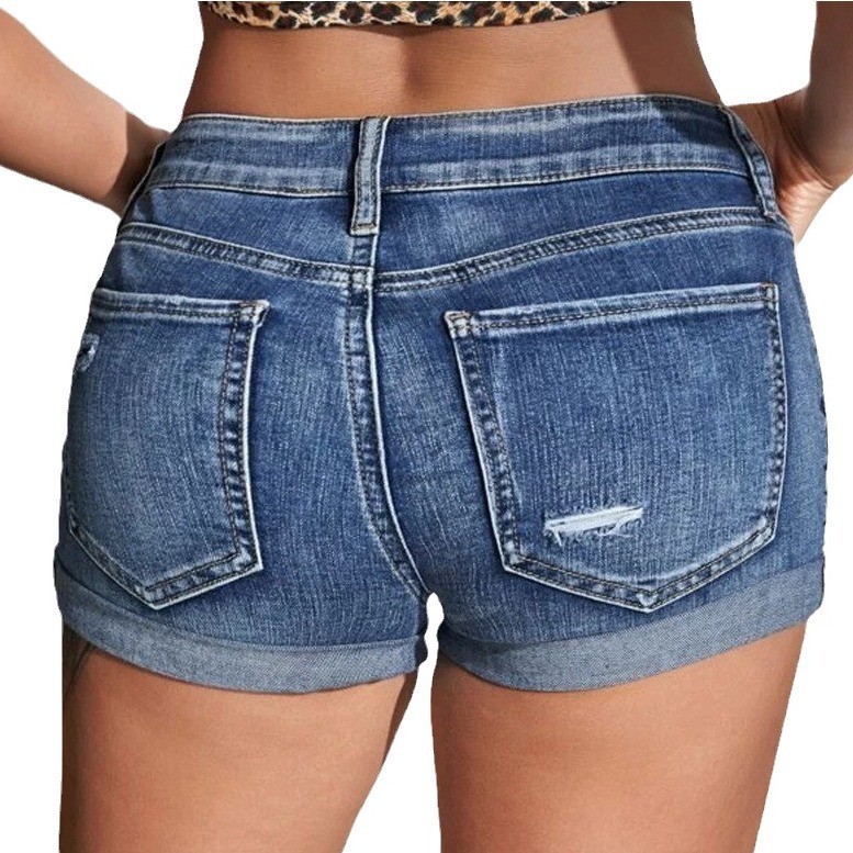 Shorts in denim lavato a vita  - Skinny Jeans Ripped recensione e prezzo