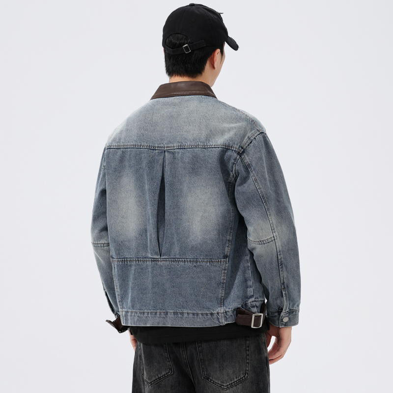 Giacca in denim da uomo con co - Men'S Fashion Leather Jacket recensione e prezzo