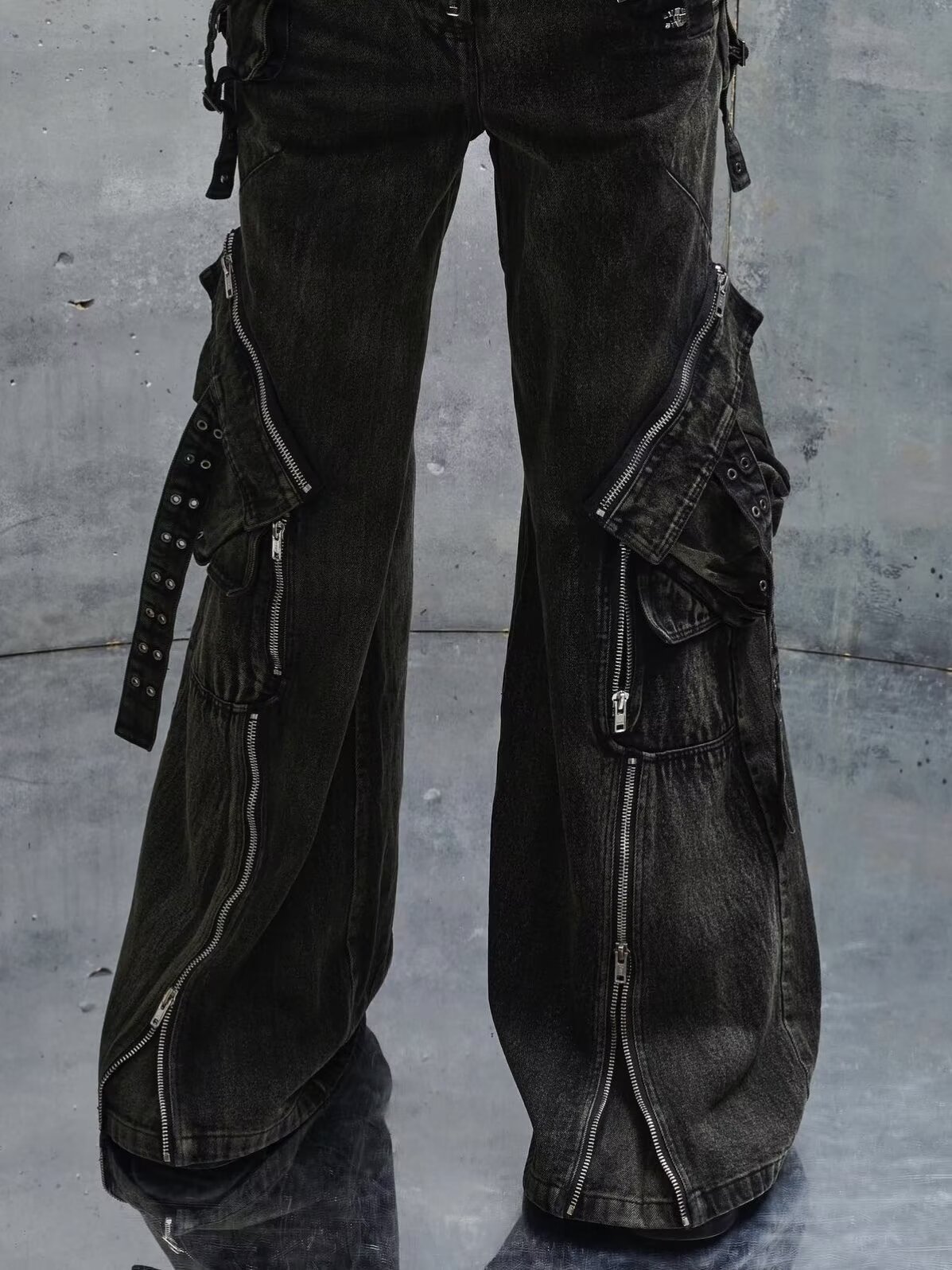 Y2K Nero Gotico Punk Multi-tas - Men'S Fashion With Baggy Jeans recensione e prezzo
