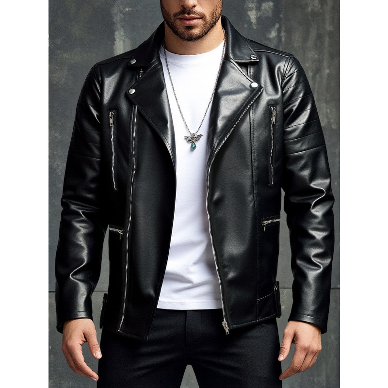 Nuova Giacca in Pelle da Uomo, - Men'S Fashion Leather Jacket recensione e prezzo