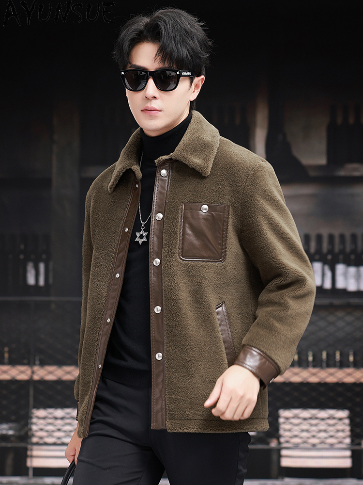 AYUNSUE Cappotto di Lana 100%  - Men'S Fashion Leather Jacket recensione e prezzo